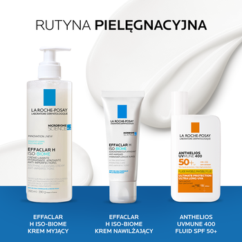 Zestaw La Roche-Posay Effaclar H ISO-Biome, krem nawilżający do twarzy, 40 ml + kojący krem myjący, 390 ml