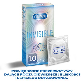 Durex Invisible XL, prezerwatywy powiększone, 10 szt.