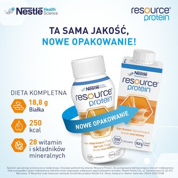 Resource Protein, płyn o smaku morelowym, 4 x 200 ml
