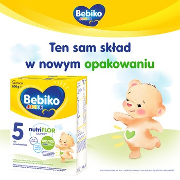 Bebiko Junior 5 NUTRIflor Expert, odżywcza formuła na bazie mleka, dla przedszkolaka, proszek, 600 g