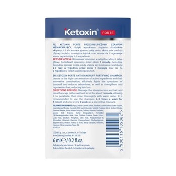 Ketoxin Forte, wzmacniający szampon przeciwłupieżowy, 6 ml