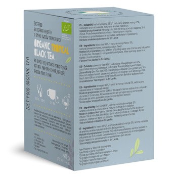 Diet-food, BIO Tropical Black Tea, czarna herbata o smaku owoców tropikalnych, 20 x 2 g