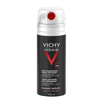 Vichy Homme, dezodorant-antyperspirant, skóra wrażliwa, 72h, spray, 150 ml