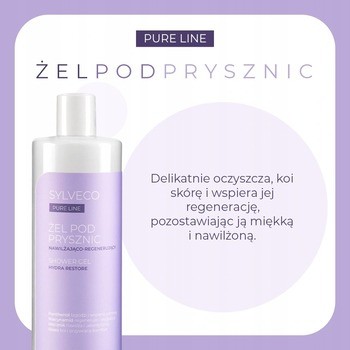 Sylveco Pure Line, żel pod prysznic, nawilżająco-regenerujący, 400 ml