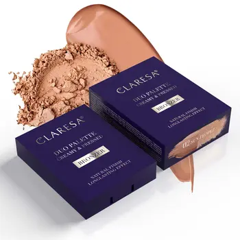 Claresa Duo Palette Creamy & Pressed, kremowo-pudrowa paleta bronzerów do konturowania, 02 Sun Tropez, 8,5 g