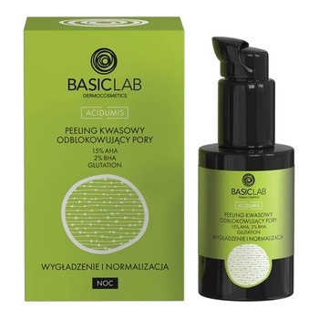 BasicLab Acidumis, peeling kwasowy odblokowujący pory z 15% AHA i 2% BHA, 30 ml