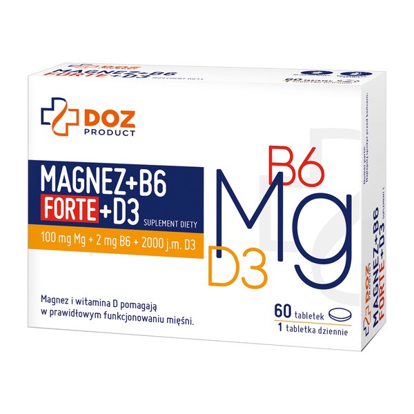 Magnez + B6 Forte + D3 100mg/2mg/50µg 60 tabletek [DOZ PRODUCT] - DOZ PRODUCT