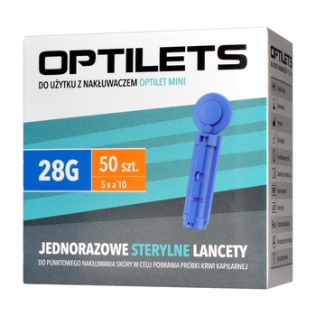OptiLets, jednorazowe, sterylne lancety,  50 szt.