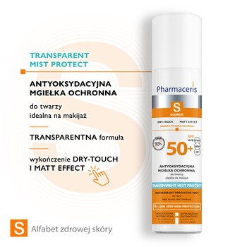 Pharmaceris S Transparent Mist Protect, antyoksydacyjna mgiełka ochronna do twarzy SPF 50+, 75 ml