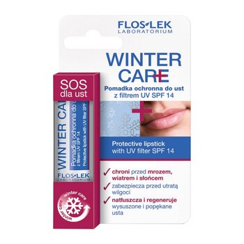 FlosLek Laboratorium Winter Care, pomadka ochronna do ust z filtrem UV, SPF 14, 1 szt