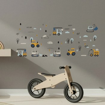 Sipo, Naklejki na ścianę dla dzieci, Traktory i koparki, 1 szt.