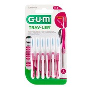 Gum Trav-Ler, szczoteczka międzyzębowa.,1,4,mm, różowa, 6 szt.