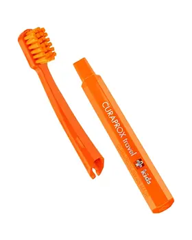 Curaprox Travel Set Kids, zestaw podróżny dla dzieci 6-12 lat, pomarańczowy, 1 szt.
