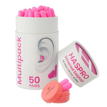 Haspro Tube 50, stopery do uszu, różowe, 50 par