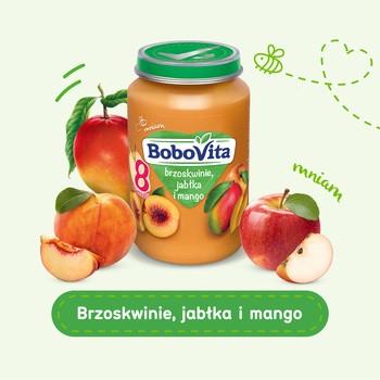 BoboVita, deserek brzoskwinie, jabłko i mango, 8m+, 190 g