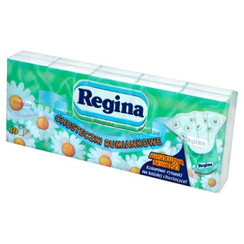 Regina, Chusteczki higieniczne, rumiankowe z nadrukiem, 9 x 10 szt