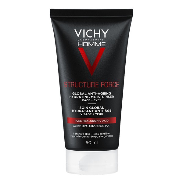 Vichy Vichy Homme Structure Force, przeciwzmarszczkowy krem wzmacniający z kwasem hialuronowym, 50 ml — Składniki i ocena