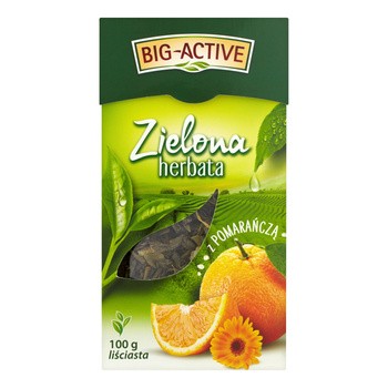 Big-Active, Zielona herbata z pomarańczą, liściasta, 100 g