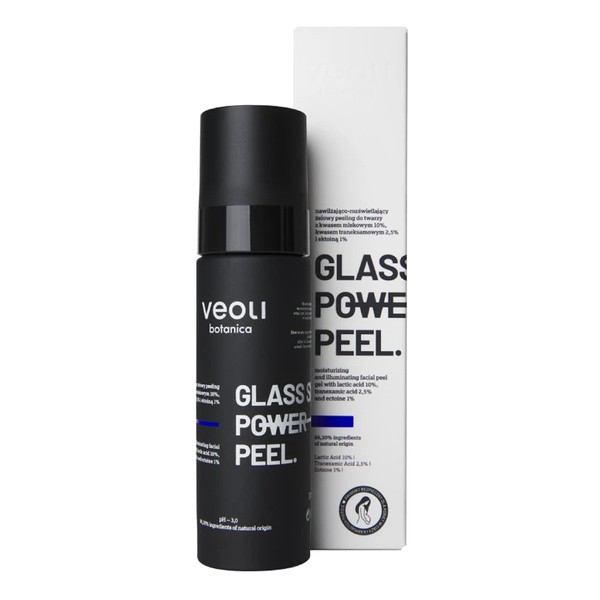 Veoli Botanica Veoli Botanica Glass Skin Power Peel, nawilżająco-rozświetlający peeling do twarzy z kwasem mlekowym, traneksamowym i ektoiną, 30 ml — Składniki i ocena