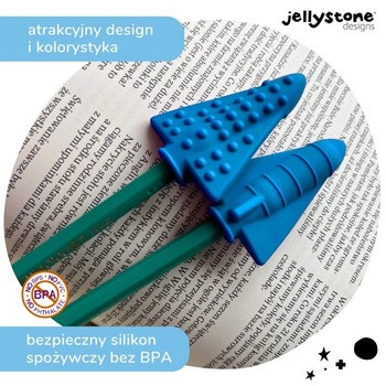 Jellystone Designs, nakładki antystresowe na ołówek, niebieskie, 2 szt.