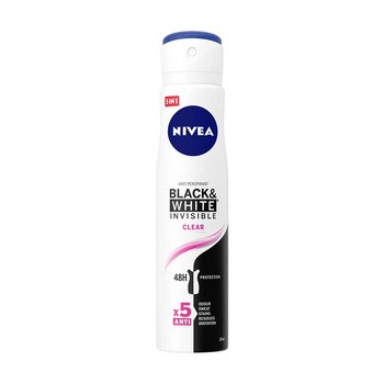 Nivea Invisible Clear Black & White, antyperspirant, spray, 250 ml