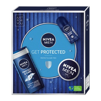 Zestaw Promocyjny Nivea Men, Get Protected, żel pod prysznic 3 w 1, 250 ml + antyperspirant, 50 ml + krem, 75 ml