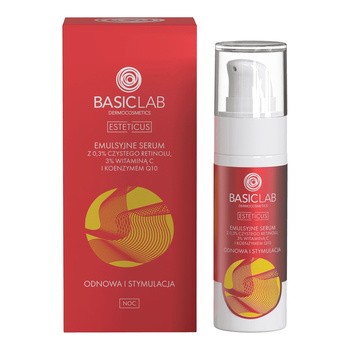 BasicLab Esteticus, serum z 0,3% retinolu, 3% witaminą C i koenzymem Q10, 30 ml