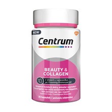 Centrum Beauty & Collagen, zestaw witamin i minerałów z olejem z wiesiołka dla skóry, włosów i paznokci, kapsułki, 30 szt.