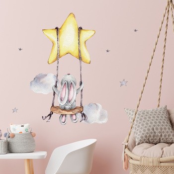 Sipo, Naklejki na ścianę dla dzieci, Zajączek na huśtawce, 1 szt.