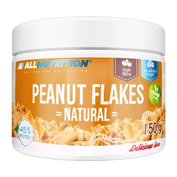 Allnutrition Peanut Flakes Natural, odtłuszczony krem orzechowy w płatkach, 150 g
