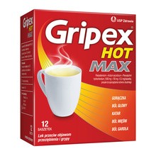 Gripex Hot MAX, proszek do sporządzania roztworu doustnego, 12 saszetek