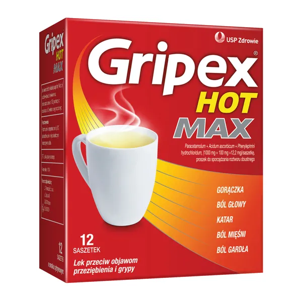 GripexHotMAX,proszekdosporządzaniaroztworudoustnego,12saszetek