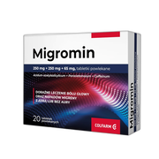 Migromin, 250 mg + 250 mg + 65 mg, tabletki powlekane, 20 szt.