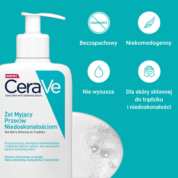 CeraVe, żel myjący przeciw niedoskonałościom, 236 ml
