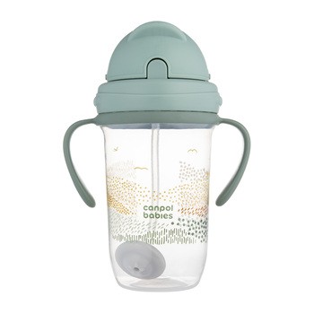 Canpol Babies, Kubek niekapek z rurką i odważnikiem 270 ml, Mountains, zielony, 1 szt.