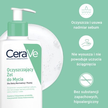 CeraVe, oczyszczający żel do mycia z ceramidami dla skóry normalnej i tłustej, 473 ml