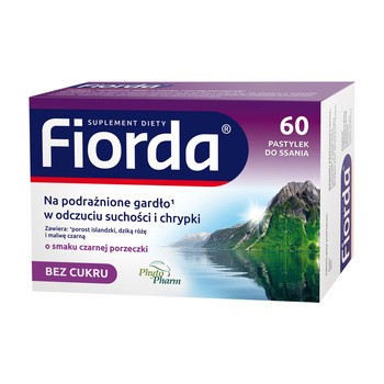 Fiorda, pastylki do ssania o smaku czarnej porzeczki, 60 szt.