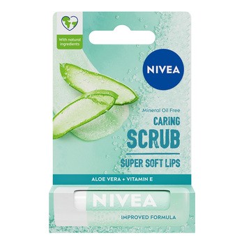 Nivea Caring Scrub, peeling do ust, Aloe Vera+Vit.E, 4,8g