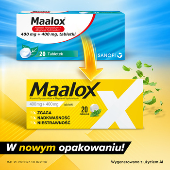 Maalox, 400 mg+400 mg, tabletki, 20 szt.