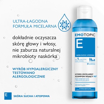 Emotopic E Med+, kojący szampon hydro-micelarny, 250 ml