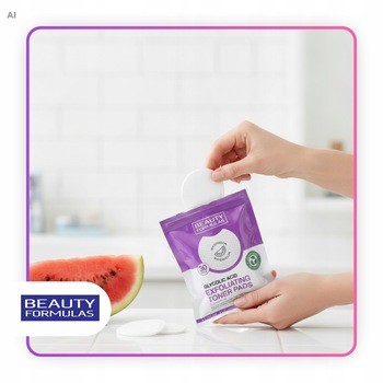 Beauty Formulas, złuszczające płatki z kwasem glikolowym i ekstraktem z arbuza, 30 szt.