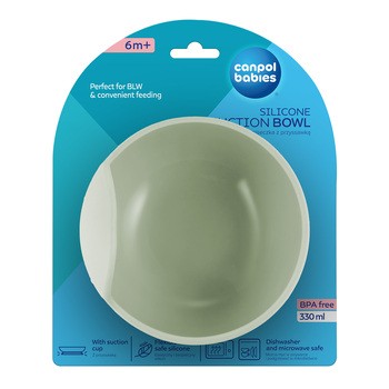 Canpol Babies, miseczka silikonowa z przyssawką, 330 ml, zielona, 1 szt.