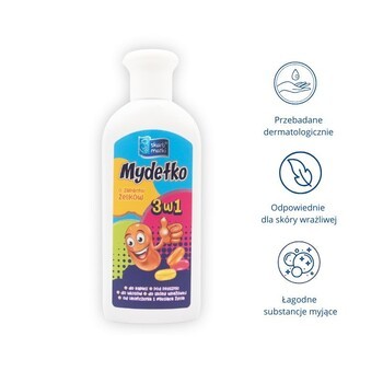 Skarb Matki, 3w1 mydełko dla niemowląt i dzieci o zapachu żelków 1m+, 250 ml