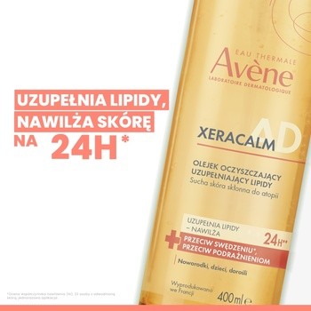 Avene Xera Calm A.D, uzupełniający lipidy olejek oczyszczający, 400 ml