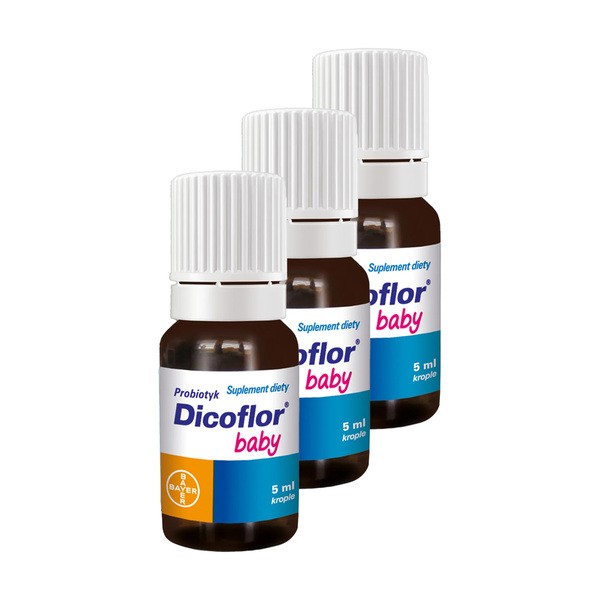Zestaw 3x Dicoflor Baby, probiotyk, krople, 5 ml