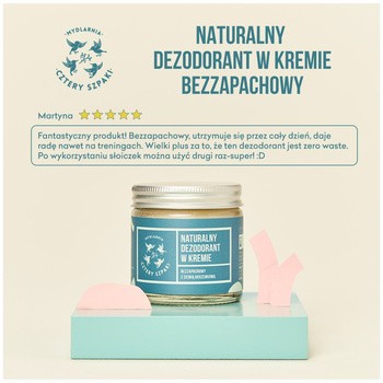 Mydlarnia 4 Szpaki, Naturalny dezodorant w kremie, bezzapachowy, 60 ml