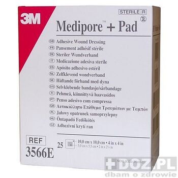 Medipore+Pad, opatrunek jałowy samoprzylepny, 10 x 10 cm, 25 szt