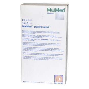 MaiMed-porefix plastry jałowe z opatrunkiem, 15 x 8 cm, 25 szt