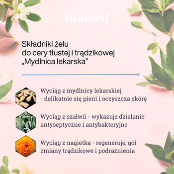 Fitomed Mydlnica lekarska, żel ziołowy do mycia twarzy do cery tłustej, 500 g