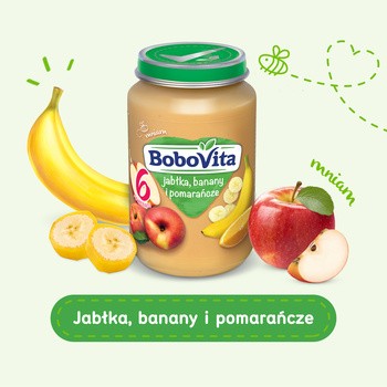 BoboVita, deserek jabłka, banany i pomarańcze, 6 m+, 190 g